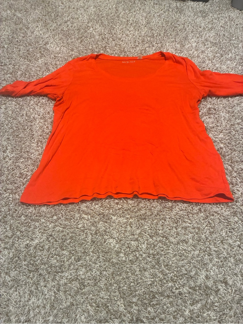 Sejour Orange 3/4 Sleeve Relaxed T-Shirt